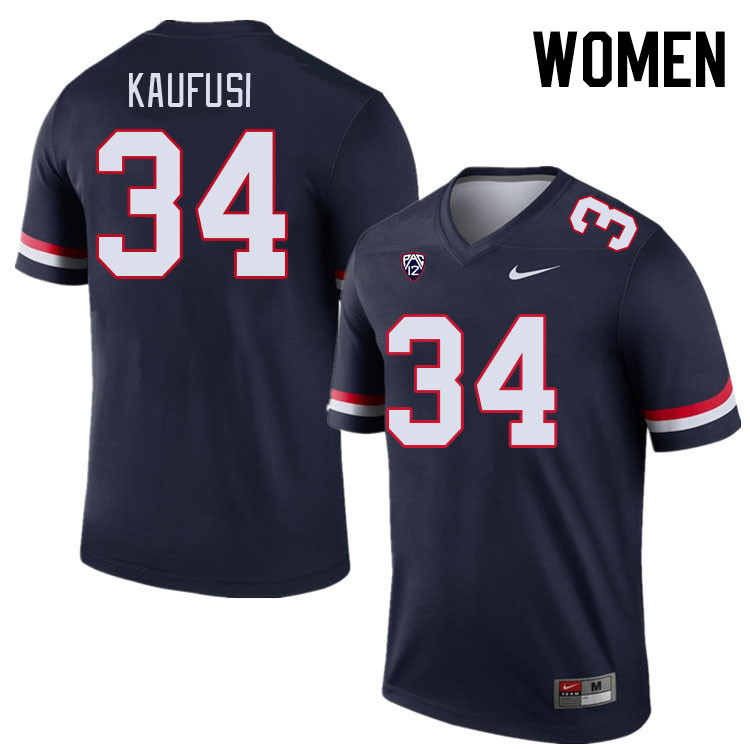 Women #34 Ammon Kaufusi Arizona Wildcats College Football Jerseys Stitched-Navy